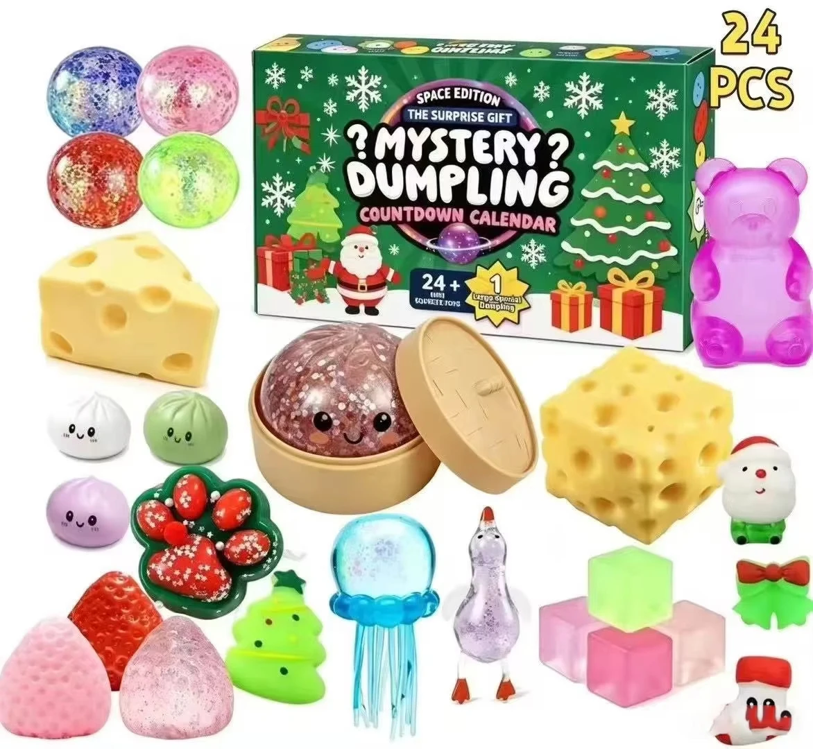 Blind Box  Calendar Mystery Advent Calendar Dumpling Squishy Dumpling  Calendar  Random Bao Bun Squeeze Fidget Stress Relief
