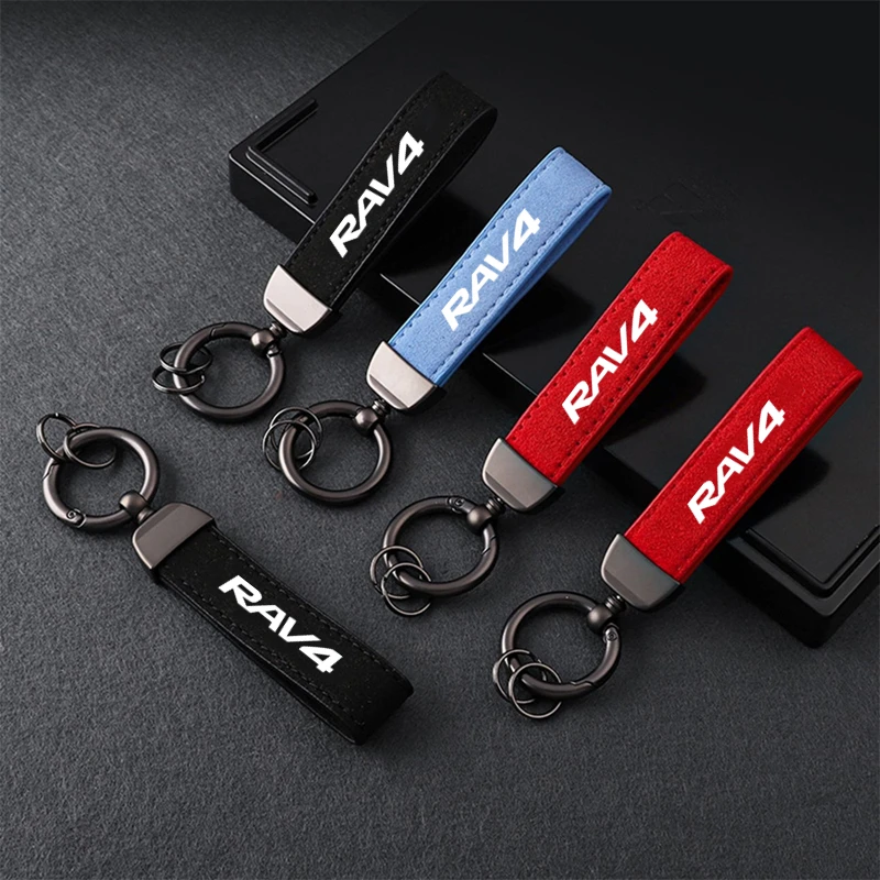 Fashion Suede KeyChain Horseshoe Buckle Key Ring Car Key Rings For TOYOTA RAV4 2008 2013 2017 2018 accessories