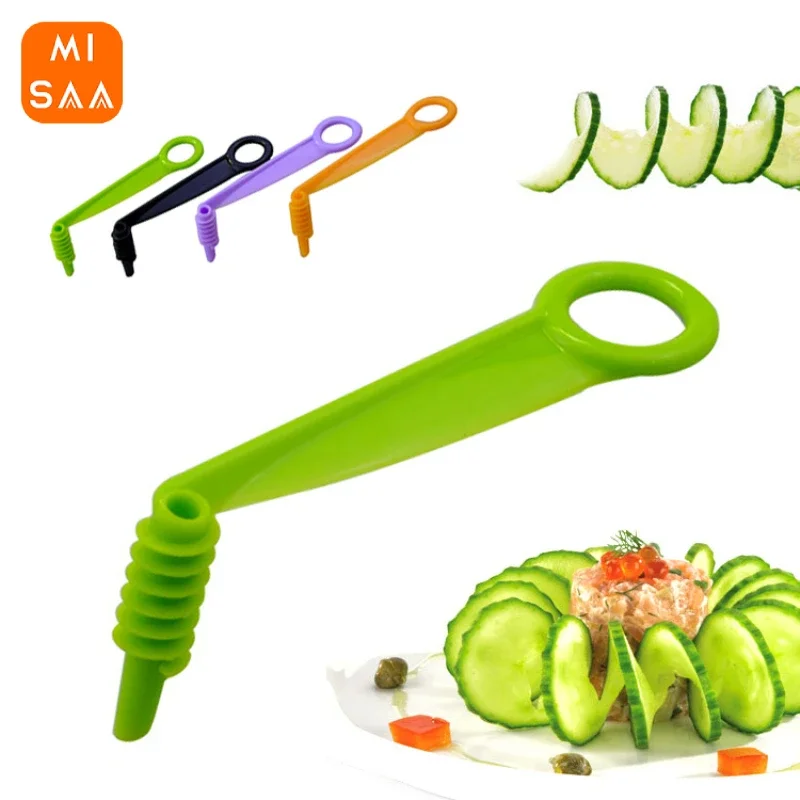 1/2PC Manual Spiral Slicer Potato Carrot Cucumber Slicer Cutter Vegetable And Fruit Cutter Kitchen Tools Random Colors Wholesale