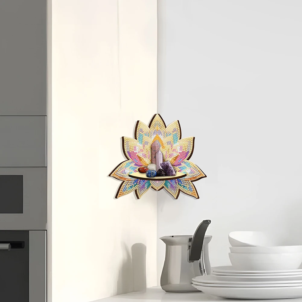 

Lotus 5D DIY Diamond Painting Art Corner Shelf for Kitchen Bedroom Home Decor