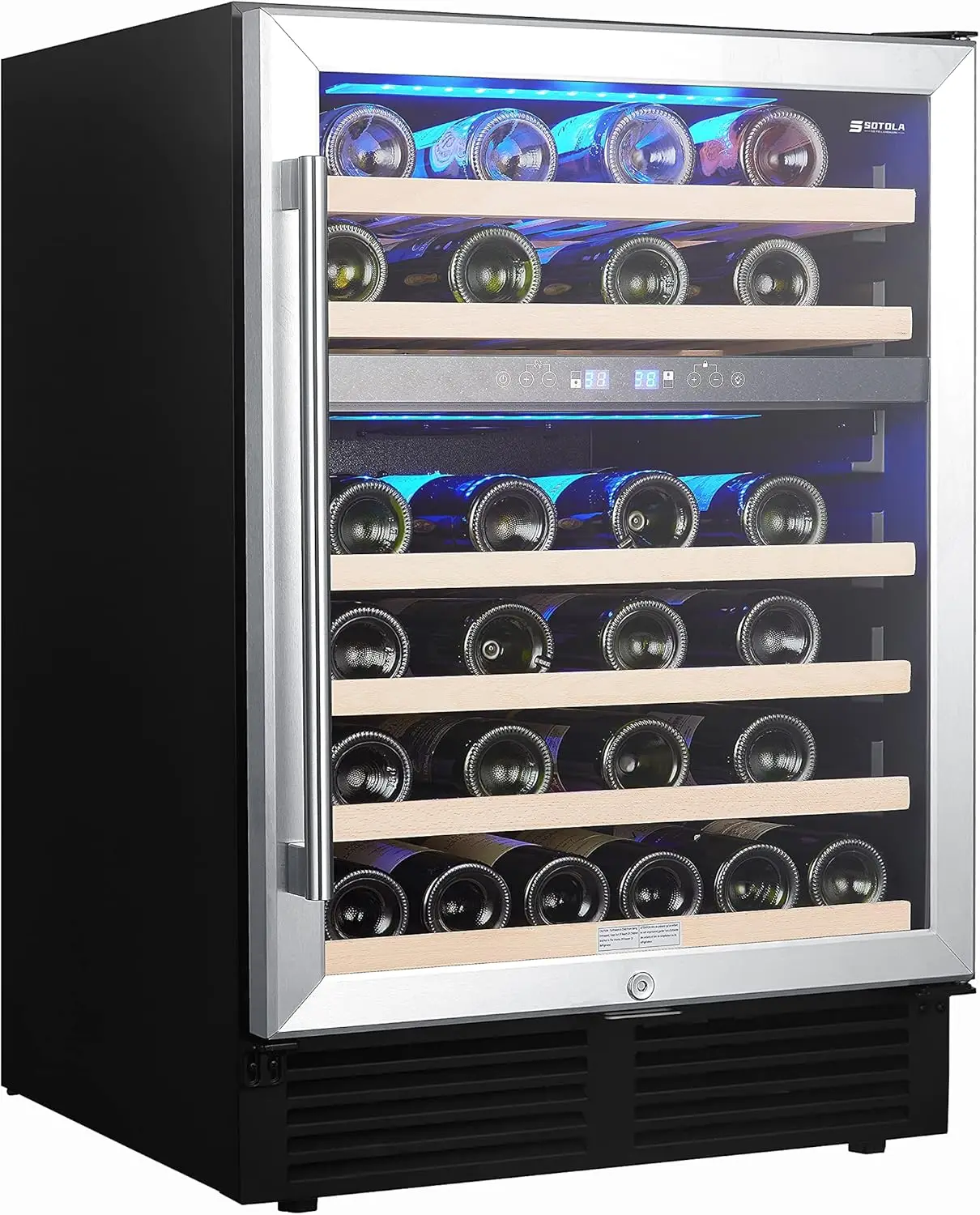 

24 inch 46 Bottle Wine Cooler Cabinet Beverage Fridge Small Wine Cellar Soda Beer Counter Top Bar Quiet Operation Compressor