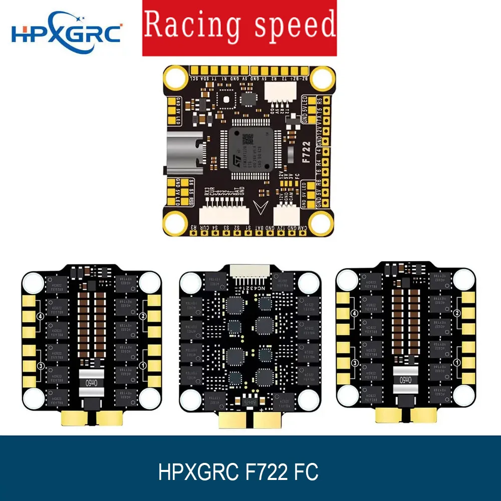 

Контроллер полета HPXGRC F722 ICM42688P с бесщеточным ESC 4в1 55A/60A/70A 30,5x30,5 мм для гоночного дрона FPV Freestyle