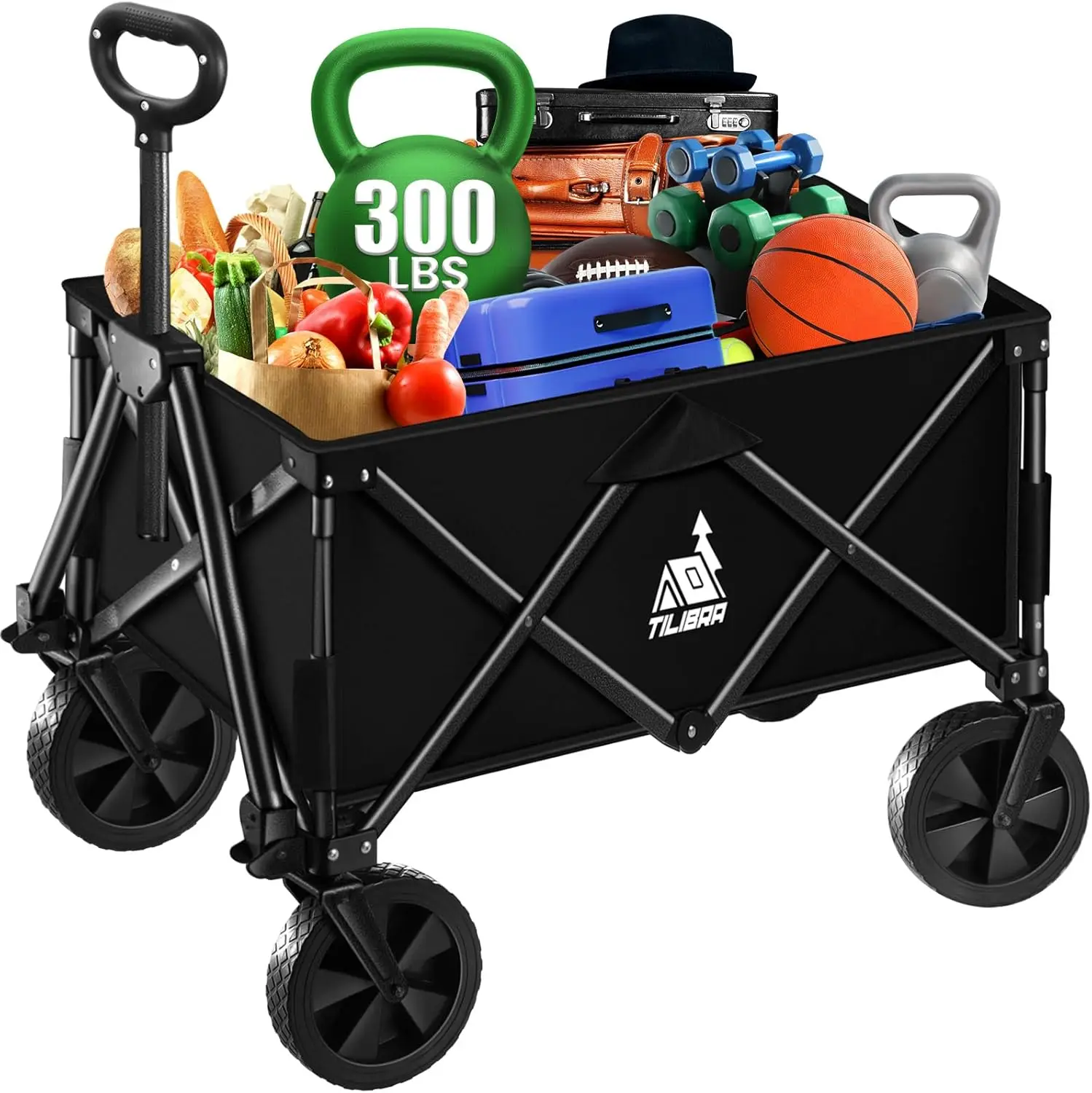 Collapsible Foldable Wagon, 300Lbs Weight And 200L Large Capacity, Heavy Duty Folding Wagon Carts With Wheels,