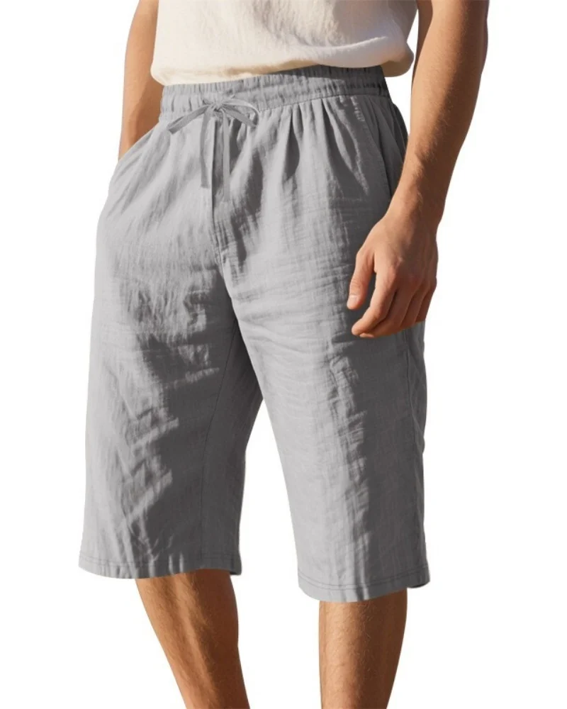 

Men Shorts for Men Cotton Linen Casual Breathable Beach Shorts Men's Short Sweatpants Vacation Gym Basketball