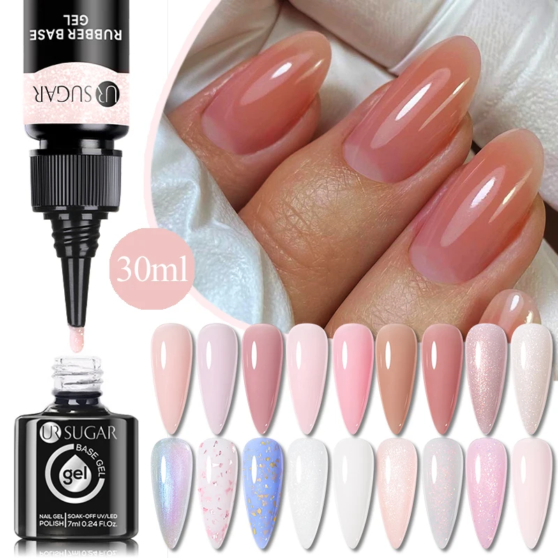 UR SUGAR 30ml Rubber Base Gel Refill Supplier Sequins Gel Varnish Glitter Semi Permanent UV Gel Profession Hybrid Gel