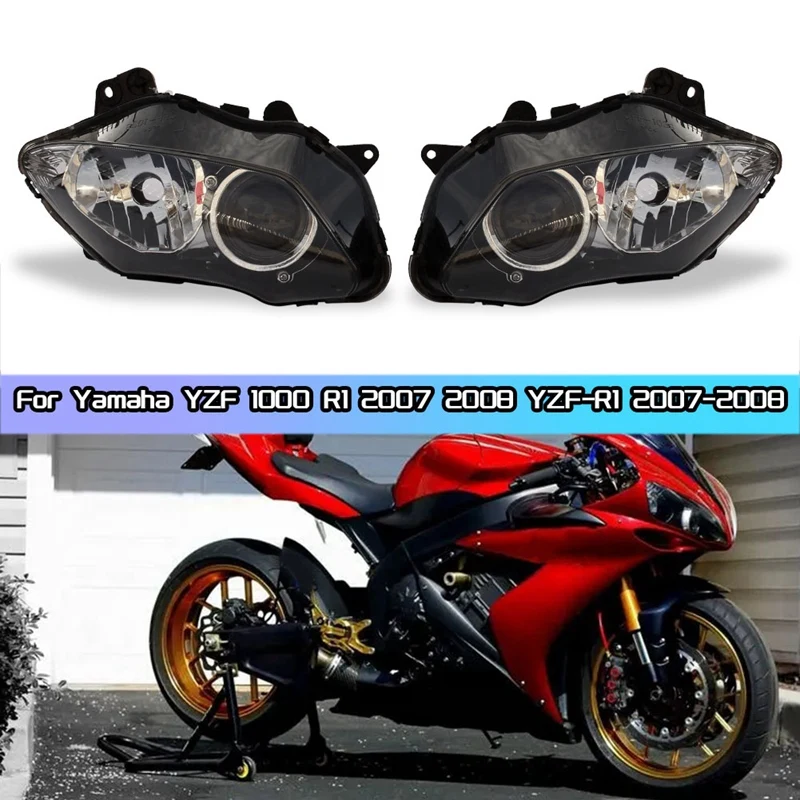 

1 Pair Motorcycle Headlight Assembly Headlight Head Light Lamp For Yamaha YZF 1000 R1 2007 2008 YZF-R1 2007-2008