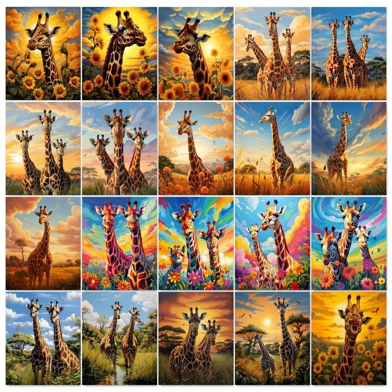 

SDOYUNO Frame 40x50cm Painting By Numbers Giraffe HandPainted Kits Drawing Canvas Portrait Pictures Home Decoration DIY Gift