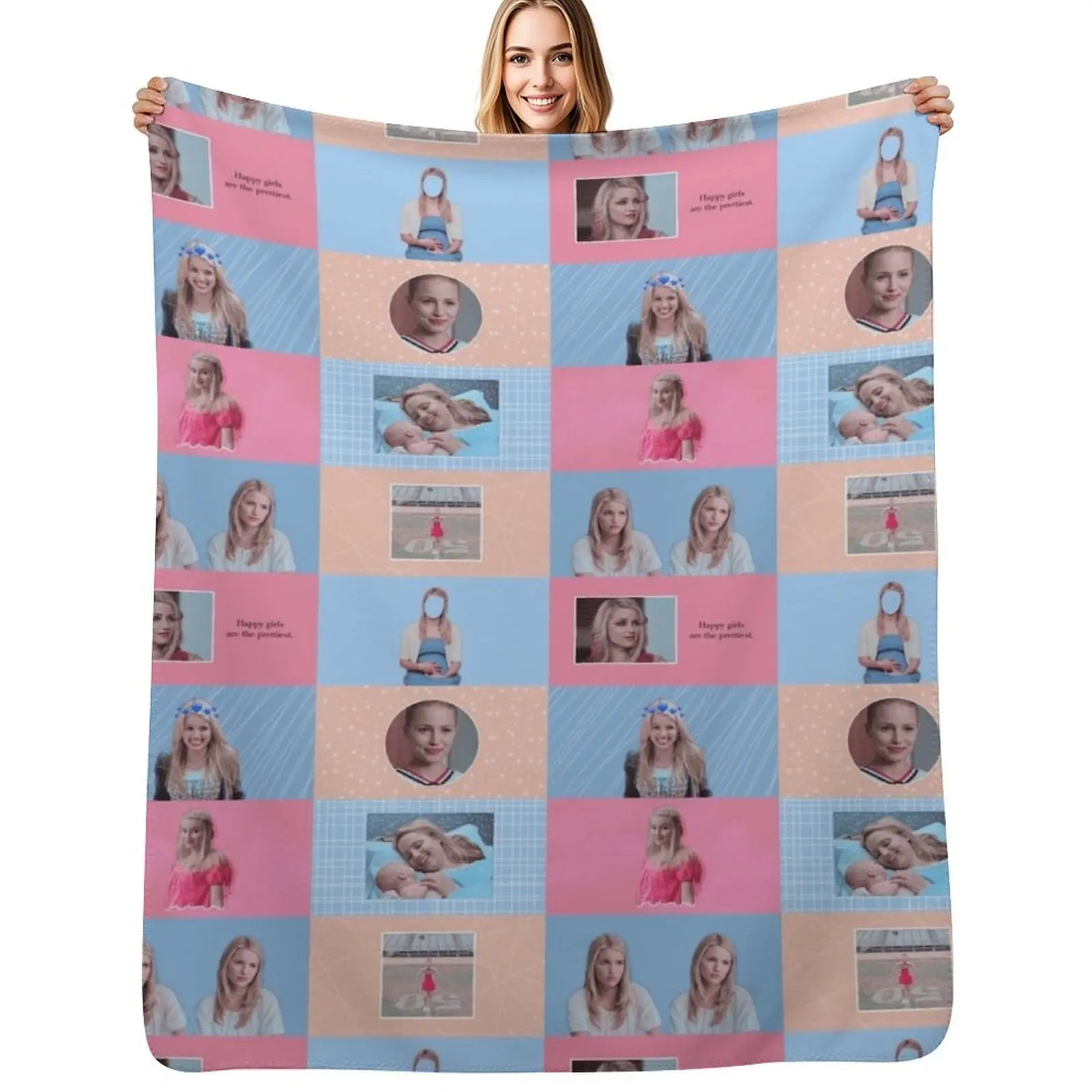 Quinn Fabray Graphic Edit Throw Blanket Soft Plush Plaid Winter beds Cute Plaid Luxury St For Decorative Sofa Soft Big Blankets