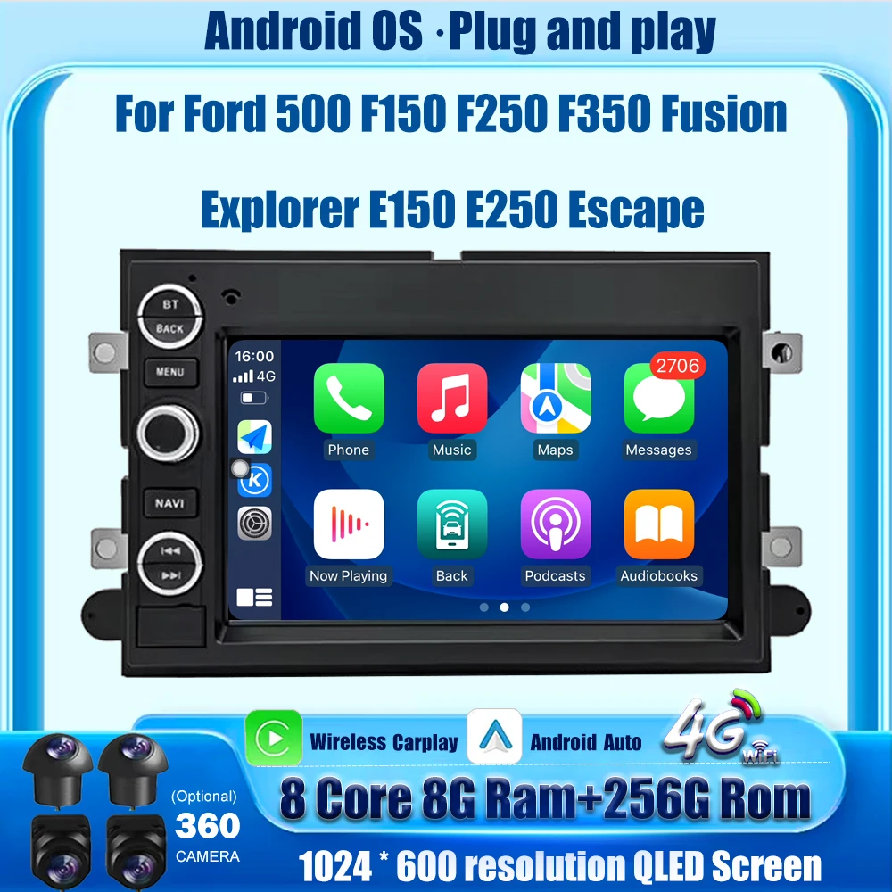 

7'' Android Auto For Ford 500 F150 F250 F350 Fusion Explorer E150/E250 Escape Car Radio Navigation GPS Multimedia Video Player