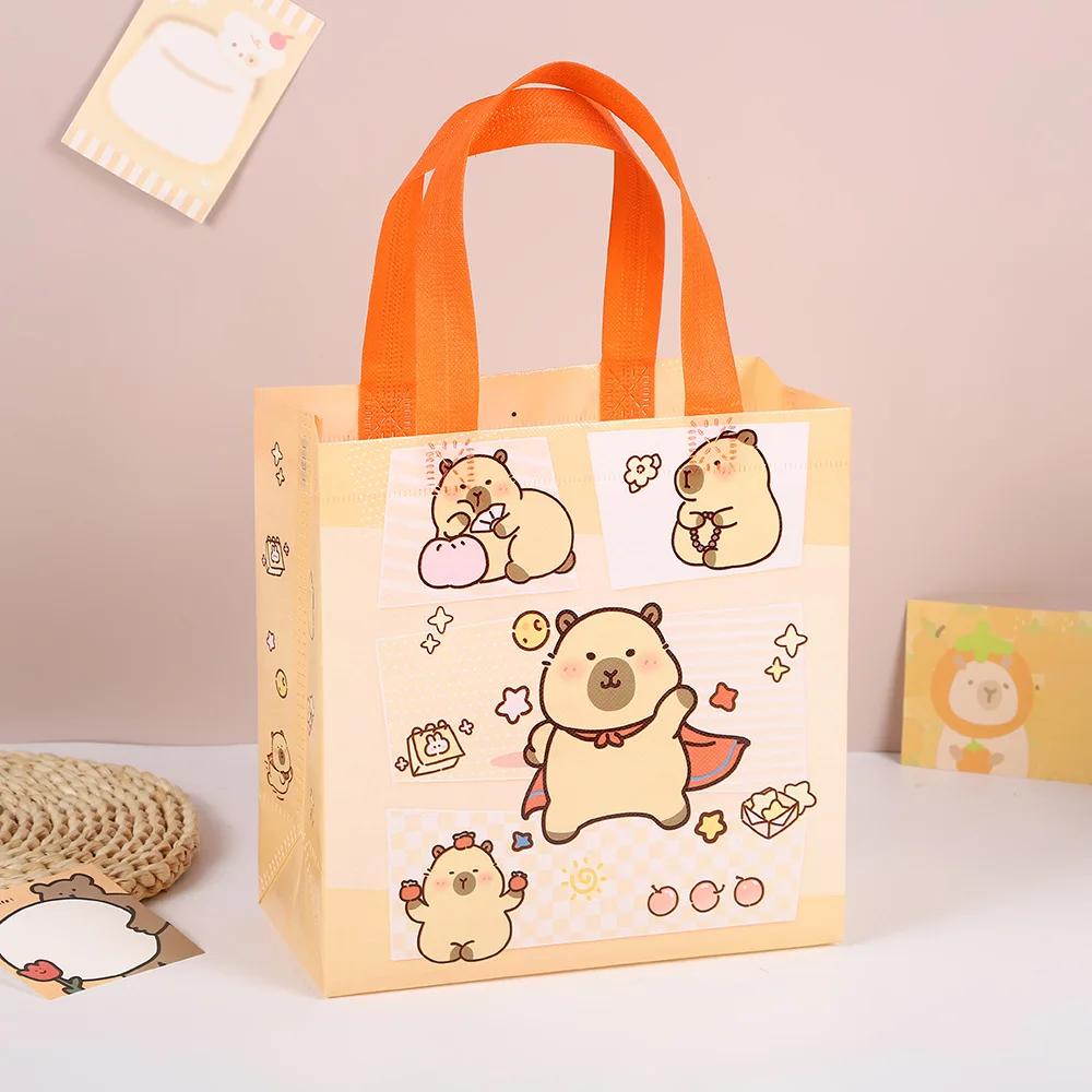 StoBag, Adorable Capybara Themed Non Woven Gift Bags, Cute and Eco Friendly Gift Wrapping, Perfect for birthday party, kids day