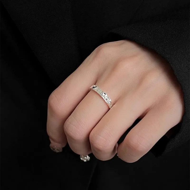 Charm Couple Lovers Silvery Water Ripple Ring Adjustable Size For Women&Men Fashion Jewelry Romantic Ring 2024