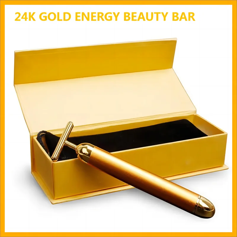 

New T-Shape 24k Energy Beauty Bar Vibrating Facial Roller Massager Face-lift Devices Skin Tightening Anti-wrinkle Massage Roller