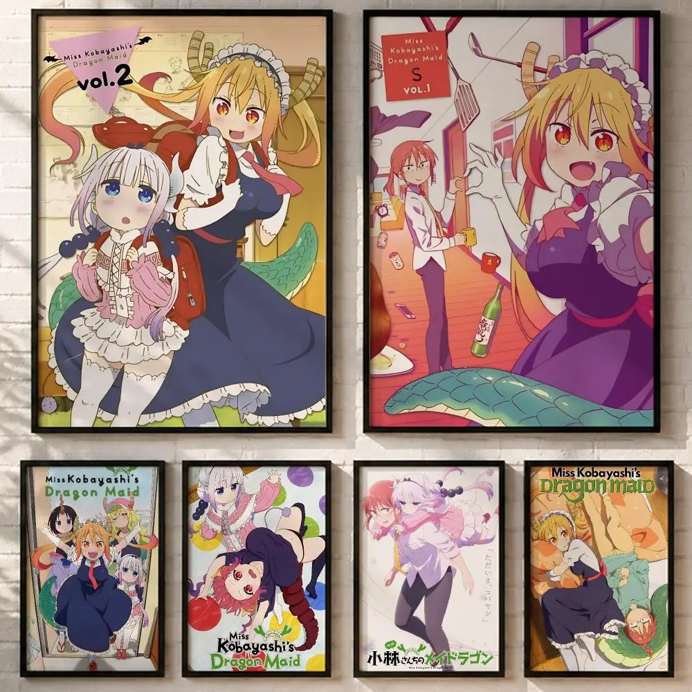Miss Kobayashi's Dragon Maid Poster HD poster wall art self-stick no-residue for home cafe office great gift