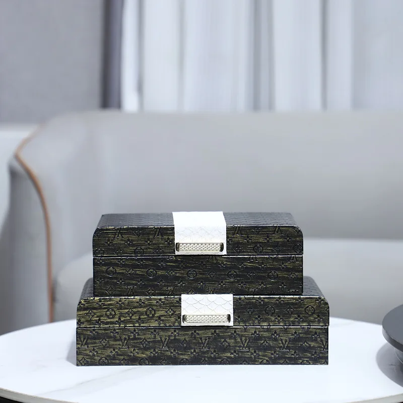 

Современная минималистичная элитная ретро-шкатулка для хранения украшений из дерева и кожи, органайзер для туалетного столика, мягкий декор для дома