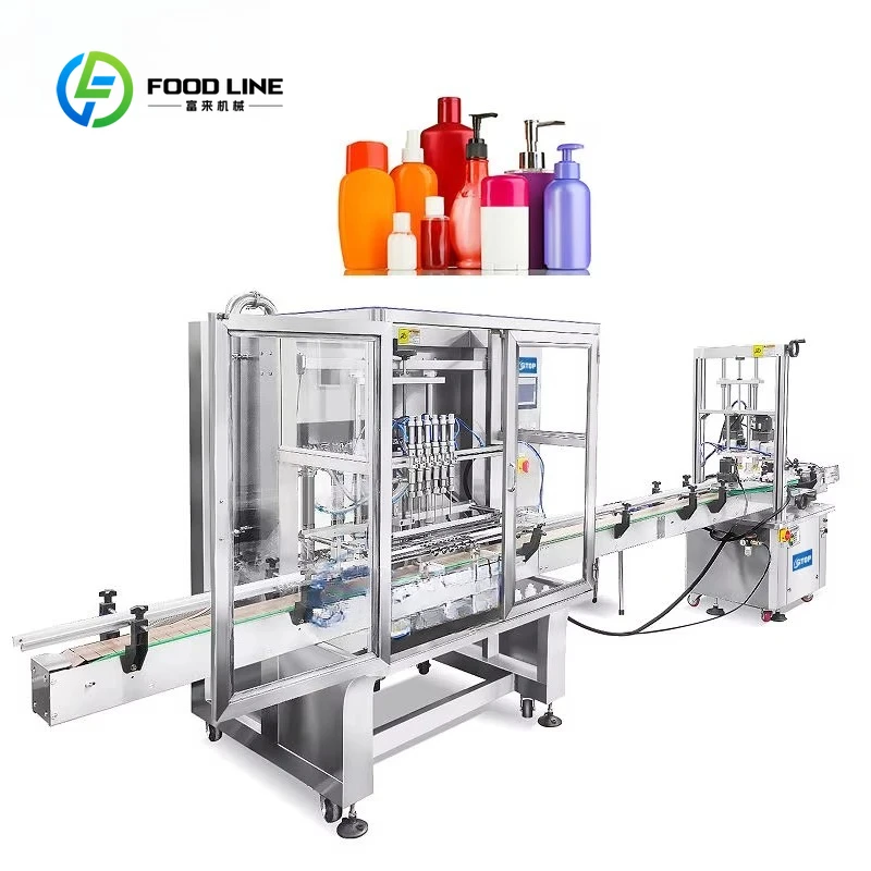 Multifunctional Customized Six Nozzles Piston Filling Capping Machine 500 5000ml Liquid Detergent Ointment Lotion Line