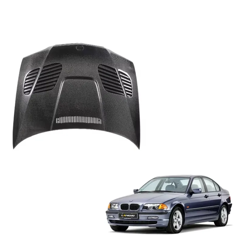 

Modification Car Exterior Tuning Part Engine Cover Hood 3 Series E46 Sedan 4 Door LY Style Carbon Fiber Front Bonnet for E46