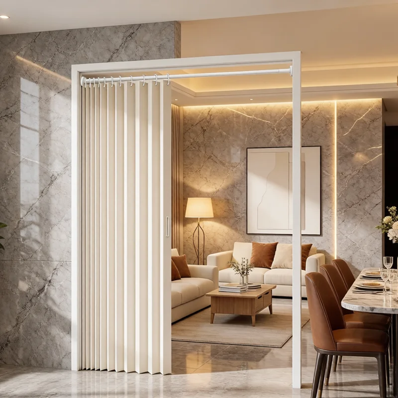 No Punching Folding Curtain, Elegant Door Partition Screen, Stylish Home Ornament, Privacy Enhanced Indoor Space Divider