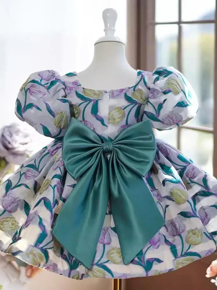 Ropa para niñas pequeñas, vestido de princesa con manga abullonada, desfile, boda, fiesta de cumpleaños, vestidos de flores para niñas