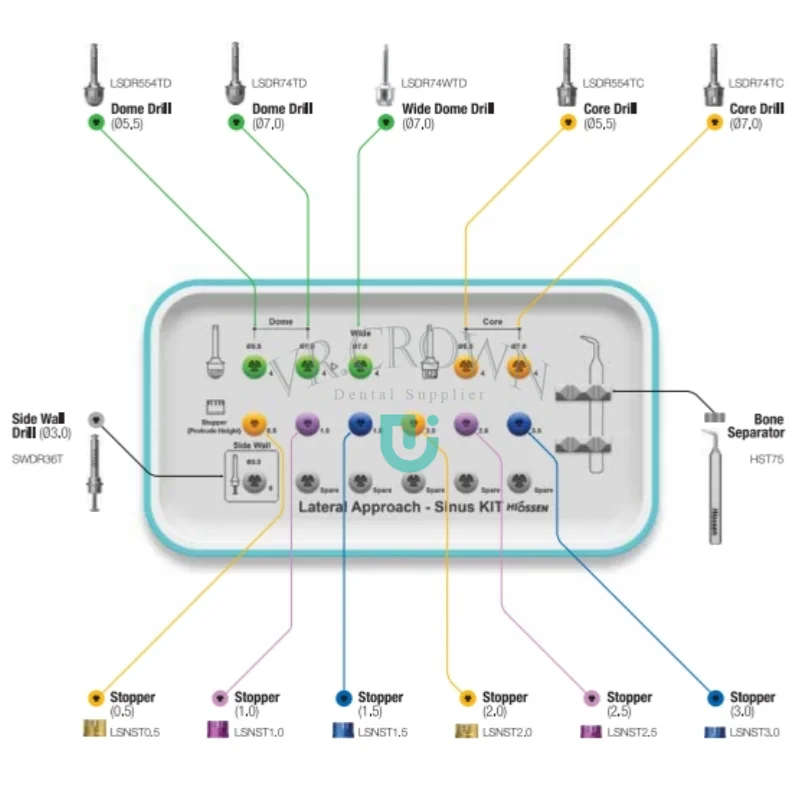 Implante dentário Osstem, LAS Kit, Lateral, Levantamento, Implantologia, Kit