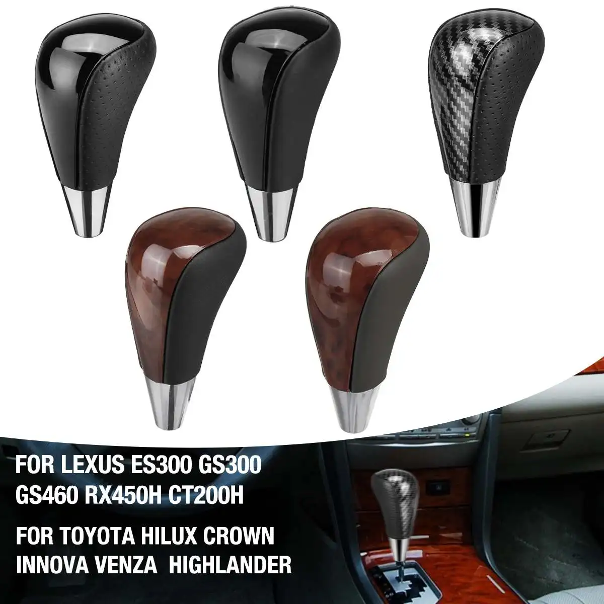 Automatic Gear Shift Knob PU Leather Shifter Lever Stick For Toyota Corolla Camry Yaris Rav4 For Lexus IS GS LS RX ES Models