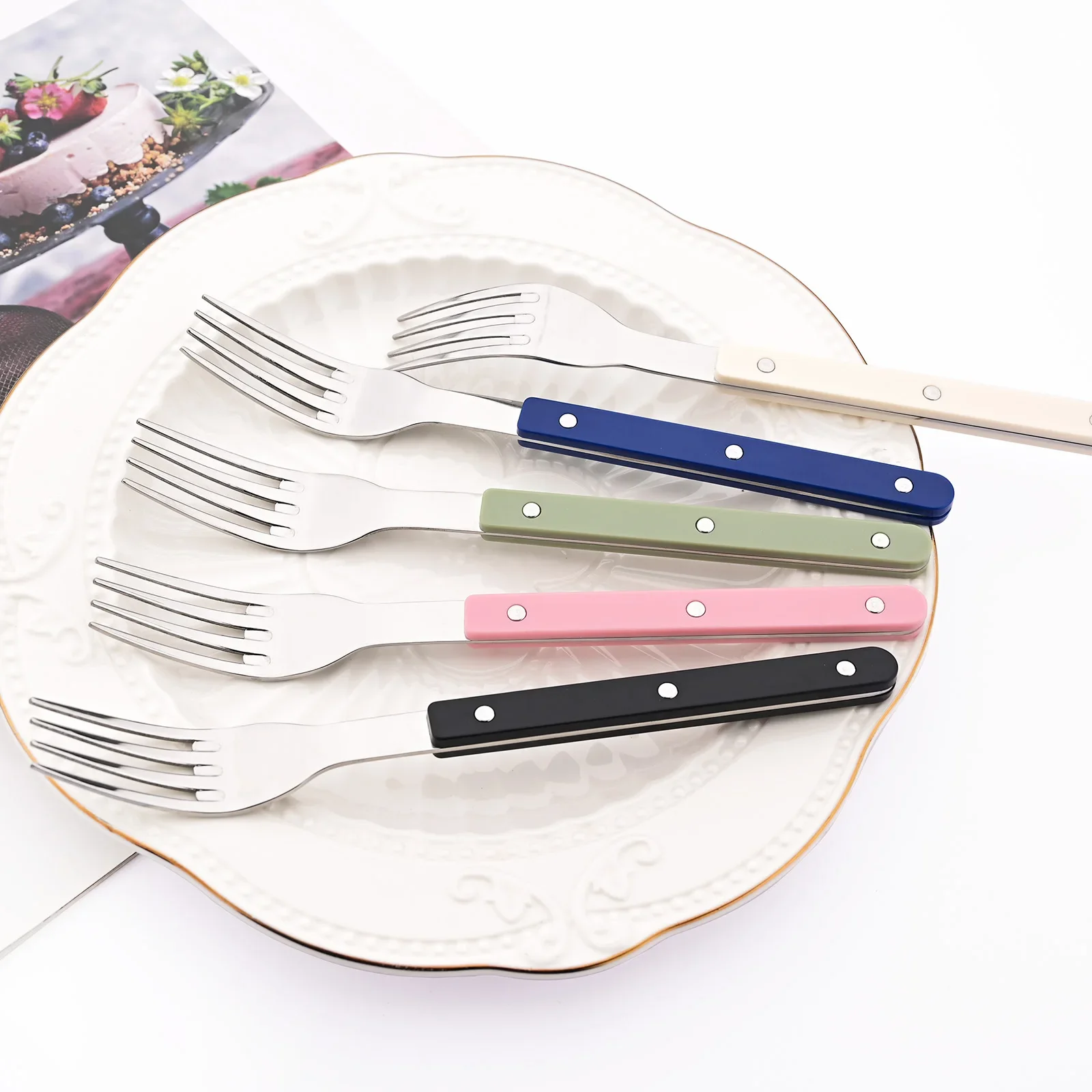 5Pcs Dinner Fork Ta…