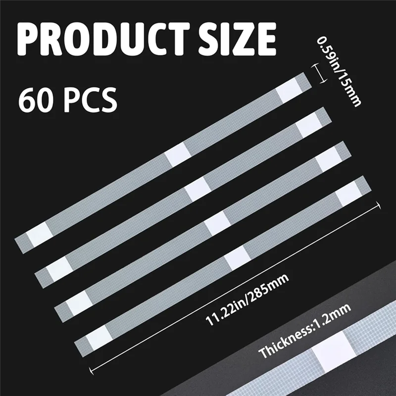 AC23-60 Pcs Glue Strips With Mesh Backing, 3/5 Inch Thermal Glue Strips For Book-Binding Repair For 101-130 Sheet Capacity
