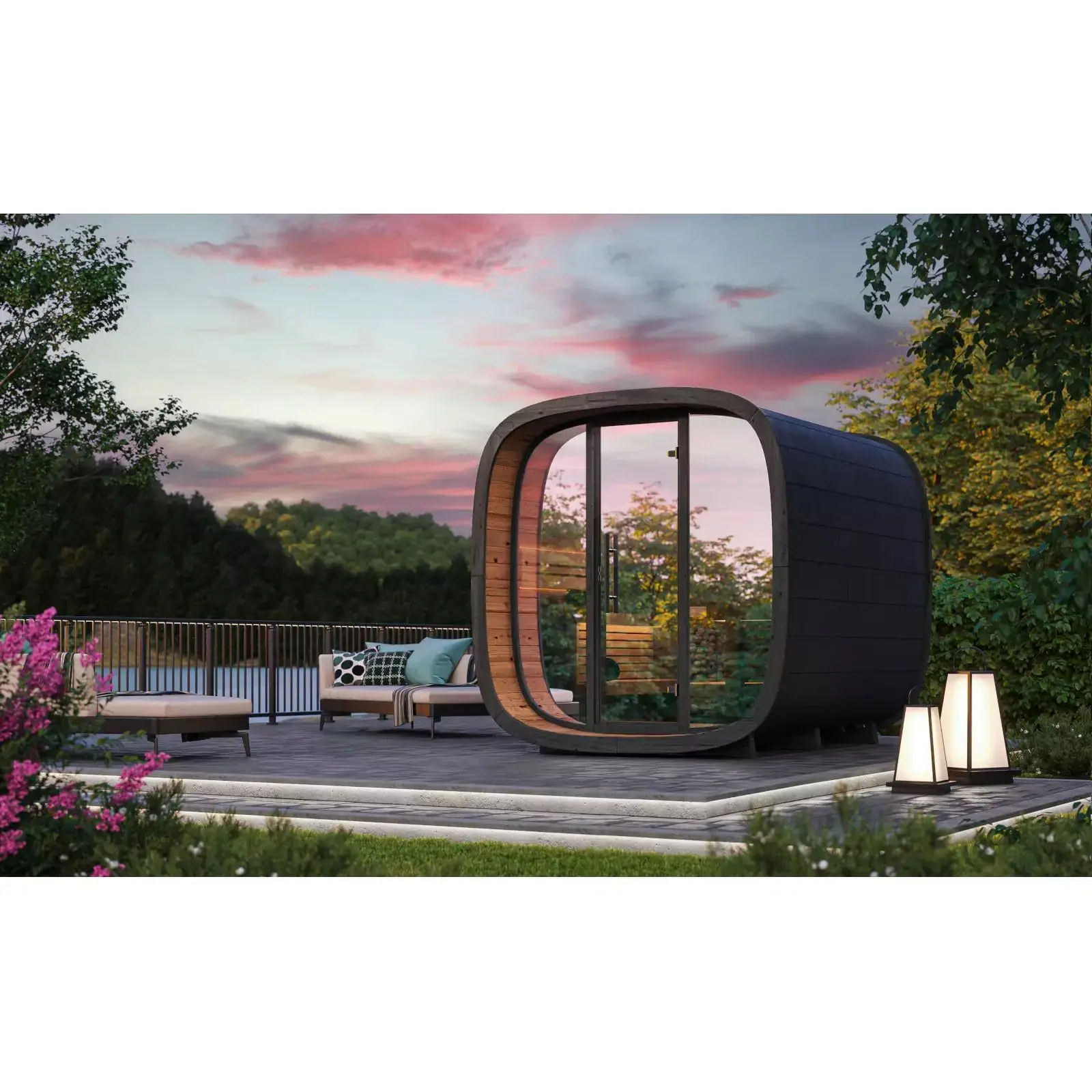 High-quality 6 People Outdoor Sauna Cube Sauna Room Relieves Fatigue Use High Practicality Wooden Dry Steam Sauna Room