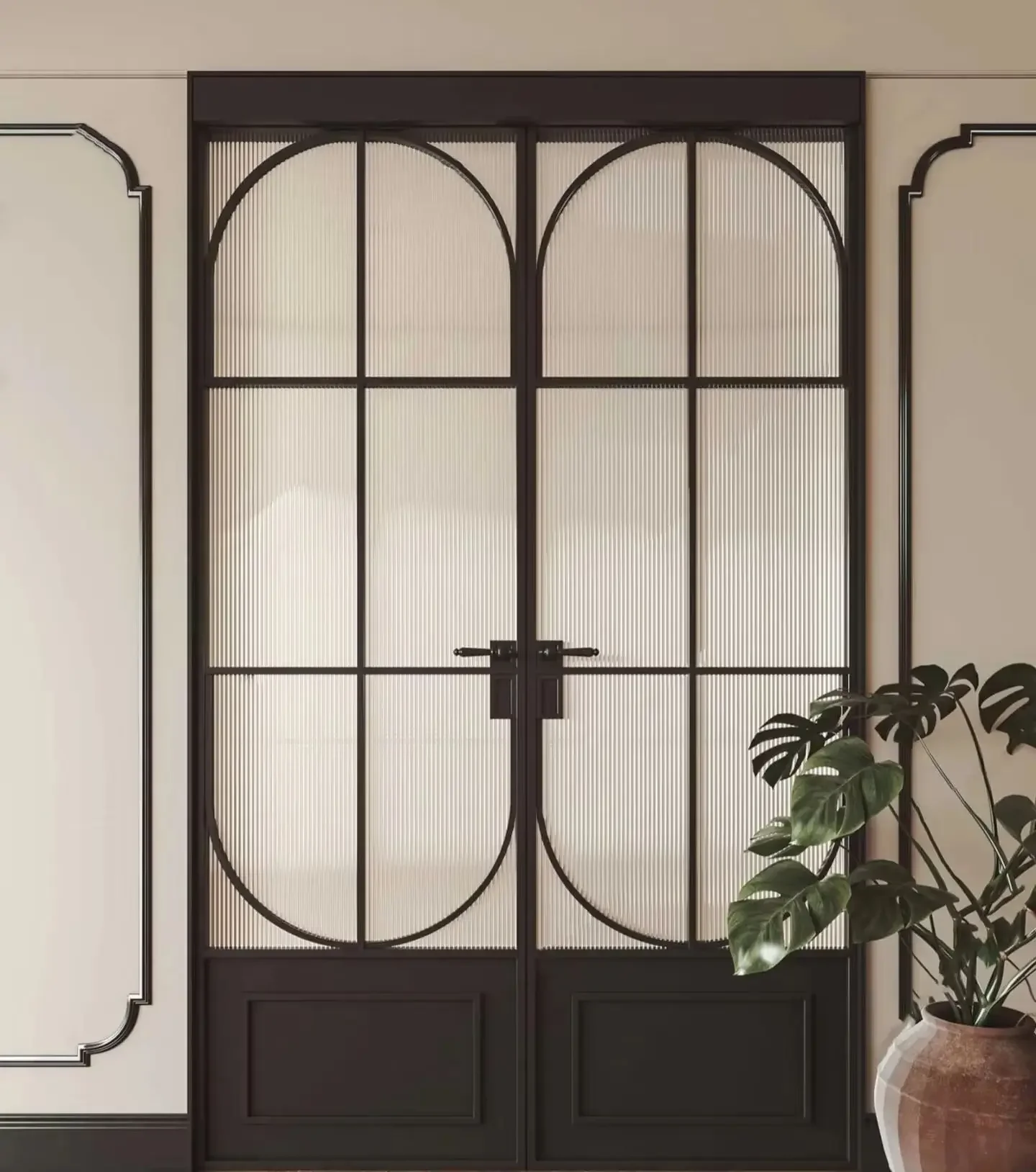 *&F t Design Economical and Practical French Door Aluminum Frame Frosted Glass French Double Door Anti Theft French Hinged Door