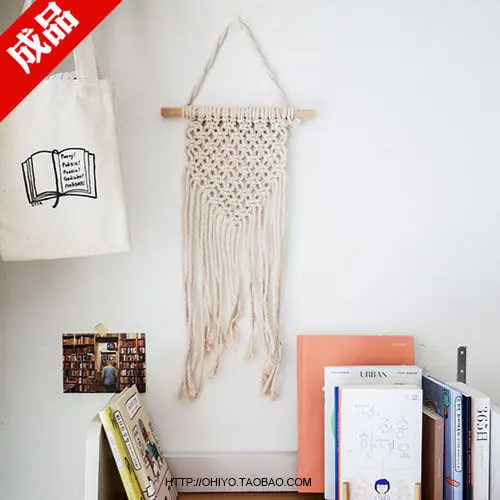 Tapestry finished cotton rope woven wall pendant Nordic homestay living room bedroom decoration hanging cloth European pastoral