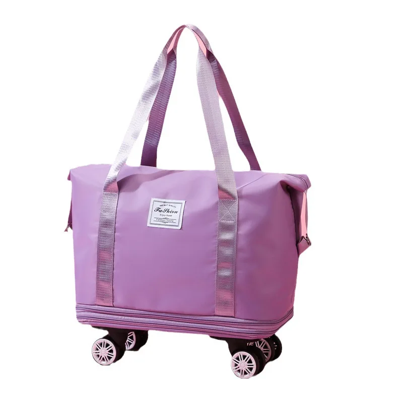 Expandable Rolling Duffle Pack Foldable Travel Bag with Wheels Handle Pocket Dry Wet Multi-function Wheel Travel Bag Luggage Bag