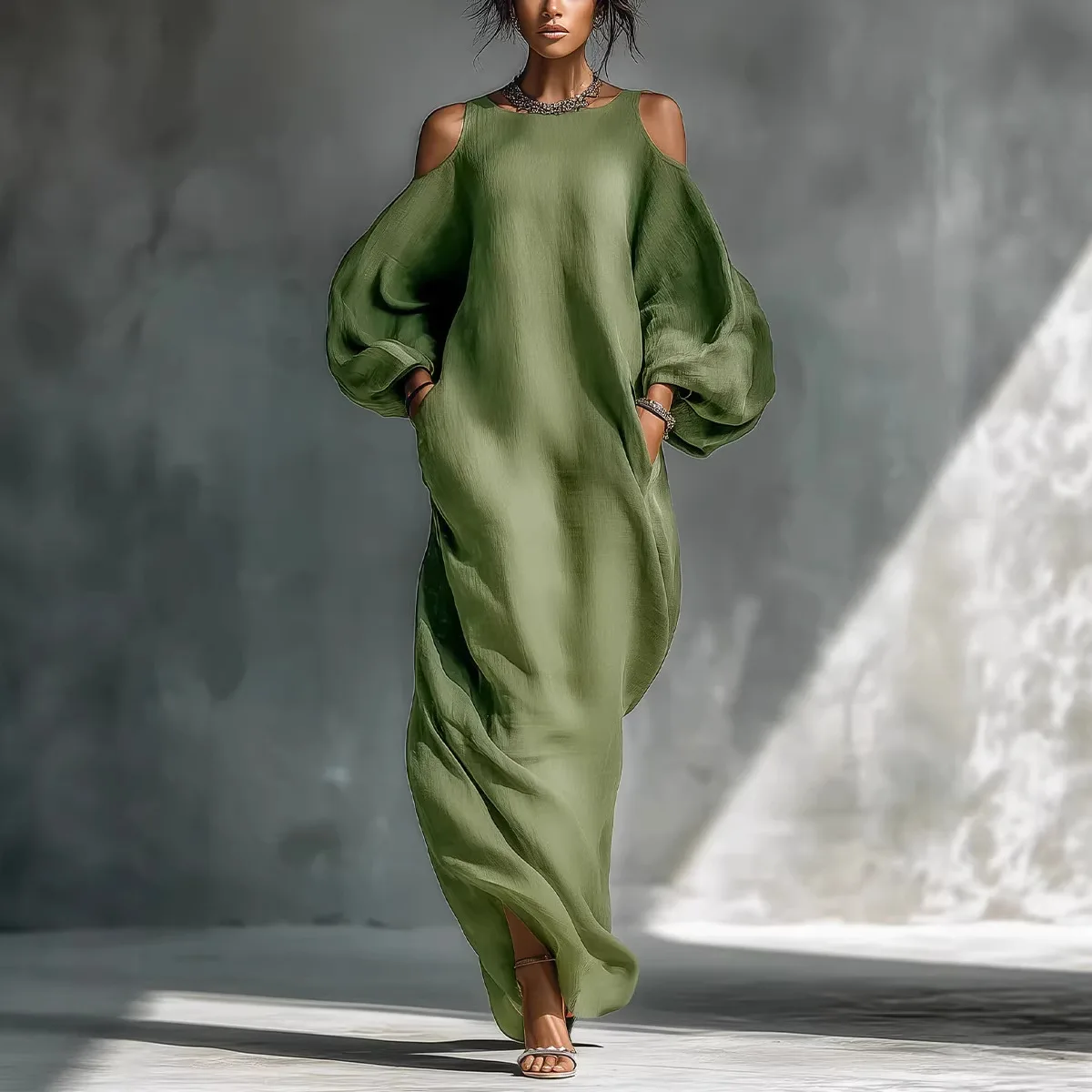 

Spring Summer Women's Off Shoulder Long Sleeve Maxi Dress Elegant Dresses Pullover Party Outfit Blouse Top