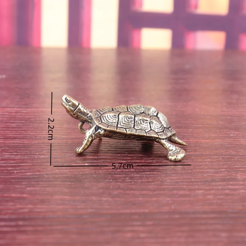 1 PC Brass Turtle Handpiece Longevity Turtle Vintage Ornament Wealth All Over The World Home Decoration Desk Tea Pet Small Decor