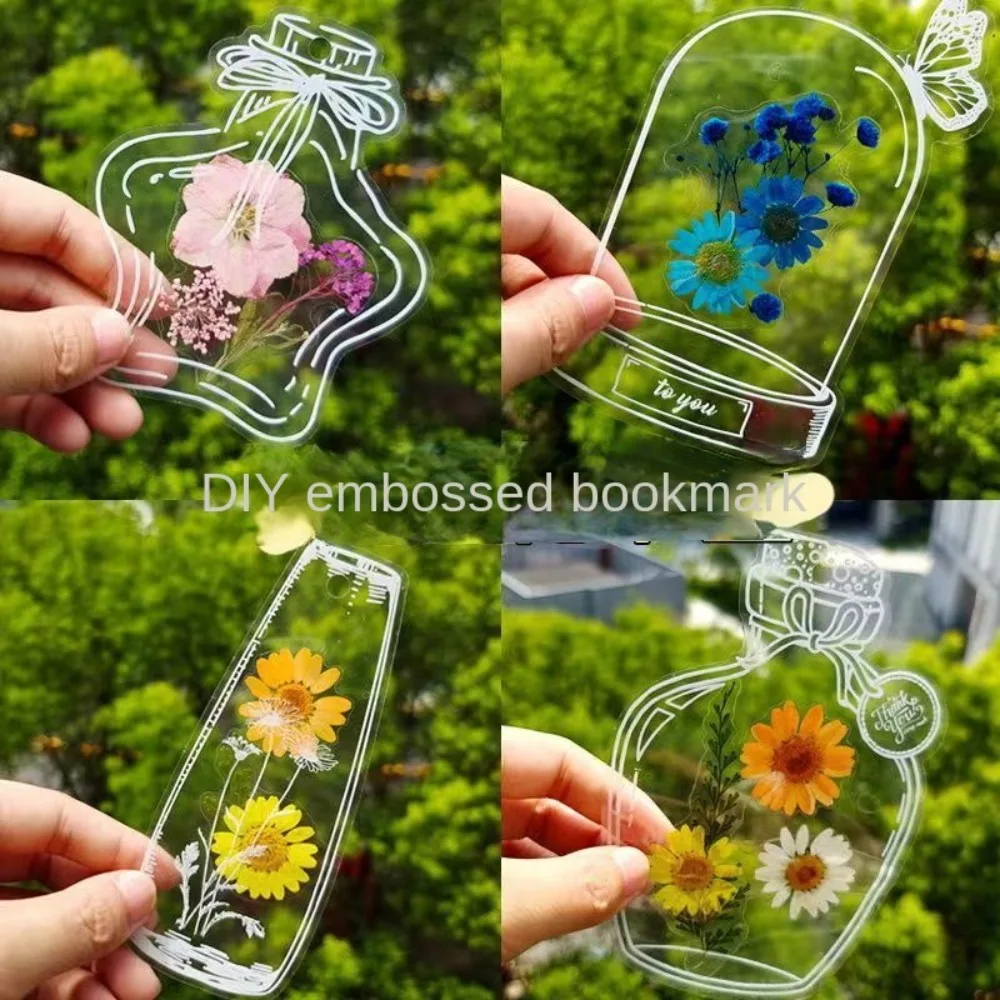 20Pcs Art DIY Crafts Pressed Flower Bookmark Transparent Reading Mark Book Clip School Stationery Scrapbooking Bookmarks Sticker