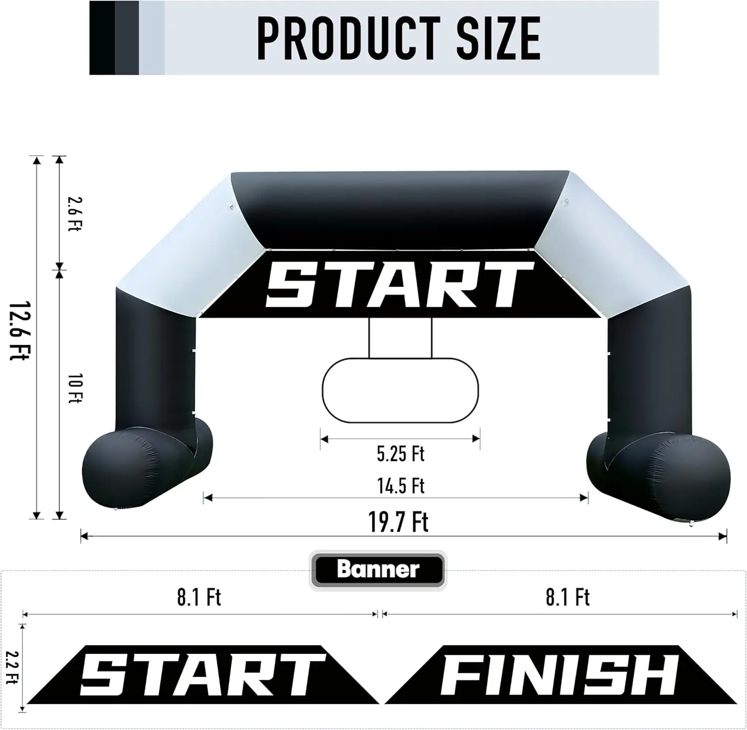 20FT Inflatable Archway for Race Start Finish Line with Built-in 150W Blower Hexagon Outdoor Decor for 5K Run