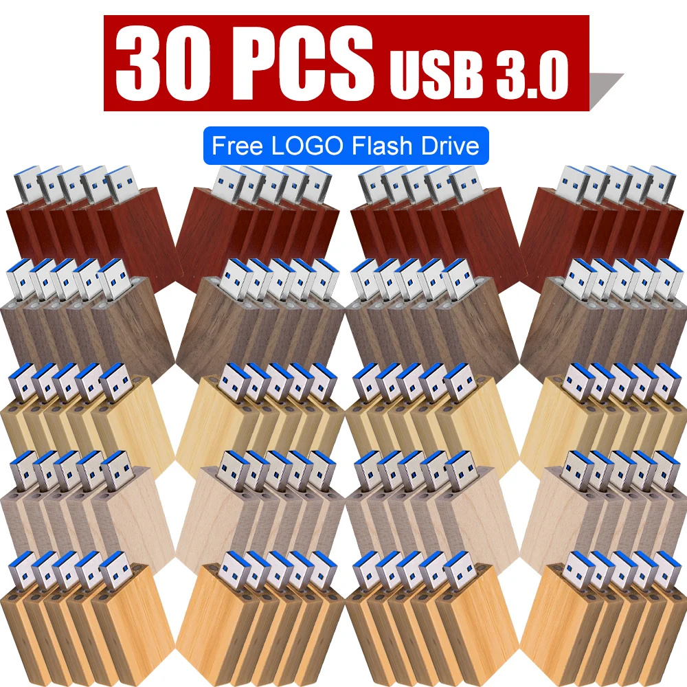

30PCS/LOT High Speed Wooden USB 3.0 Flash Drive 128GB Pendrive 64GB Wooden U Disk 32GB Free Laser Engraving logo 16GB 8GB