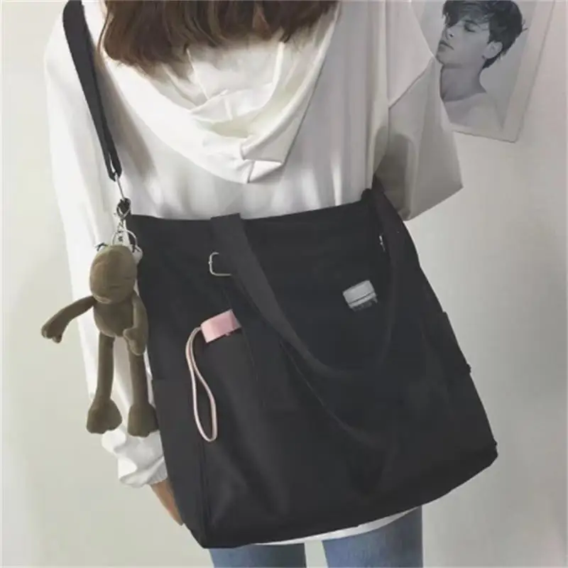 Women Canvas Single Shoulder Large Capacity Hand Bucket Bag Female Crossbody Bags Casual Tote Purses Waterproof Oxford Packet