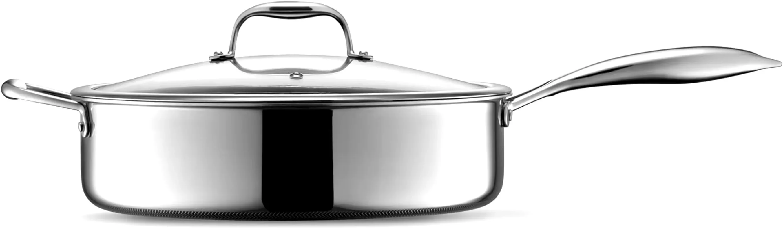 Hybrid Nonstick 5.5 Qt Deep Sauté Pan and Lid, Dishwasher and Oven-Safe, Induction Ready, Compatible with All Cooktops