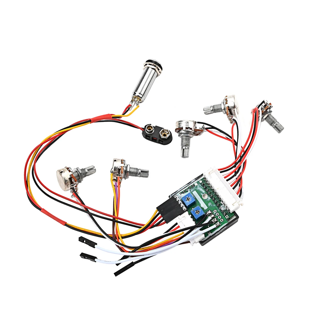 Guitar Preamp Wiring Kit - 3-Band EQ Jack Complete Electronics Assembly  Guitar Parts & Accessories