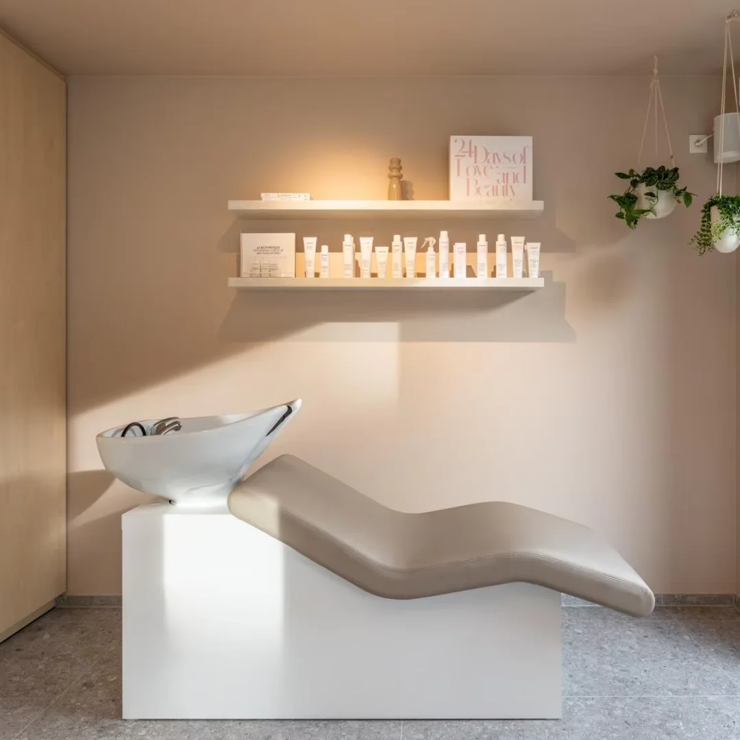 Beige Shampoo Bed Hair Salon Washing Chair For Barbershop