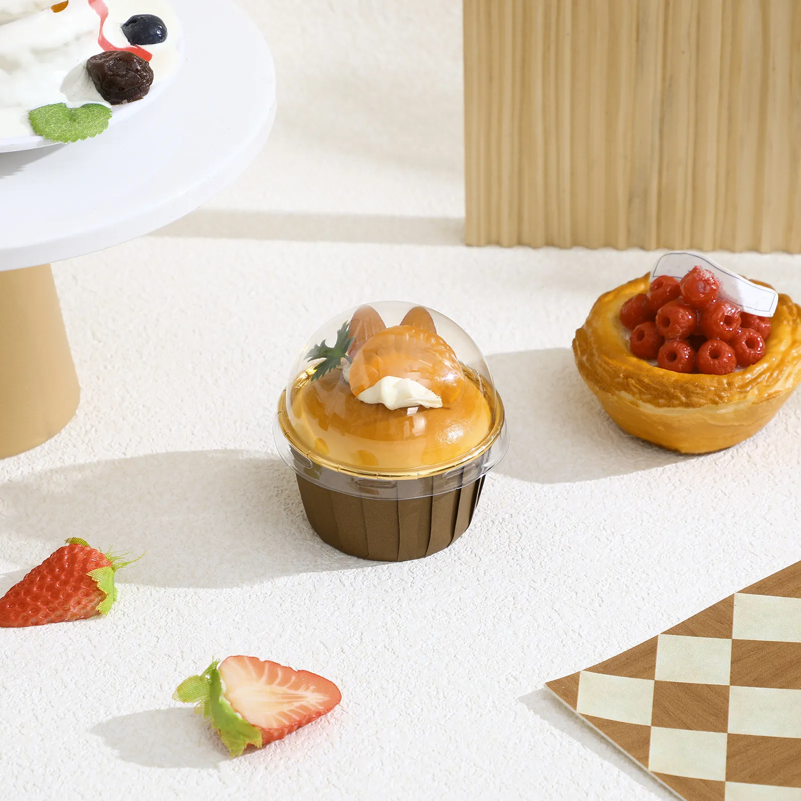 50 set Cake Baking Paper Cups For Birthday Wedding Party Crimping Paper Cups Disposable Cupcake Liners Large Capacity Thickened