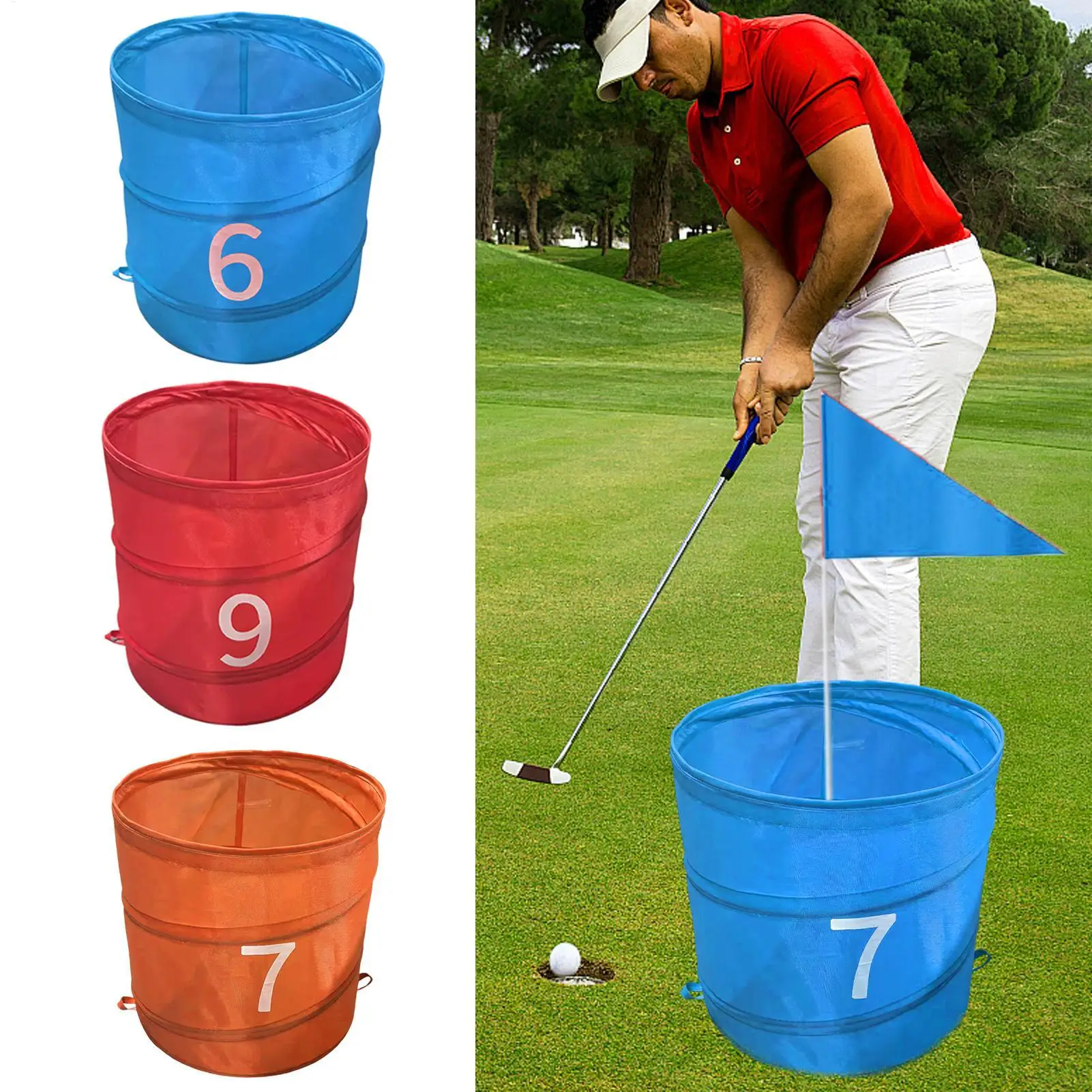 Balde de armazenamento de jogo de golfe dobrável balde de armazenamento de jogo de lascar bola portátil equipamento de treinamento esportivo para gramado verde praia