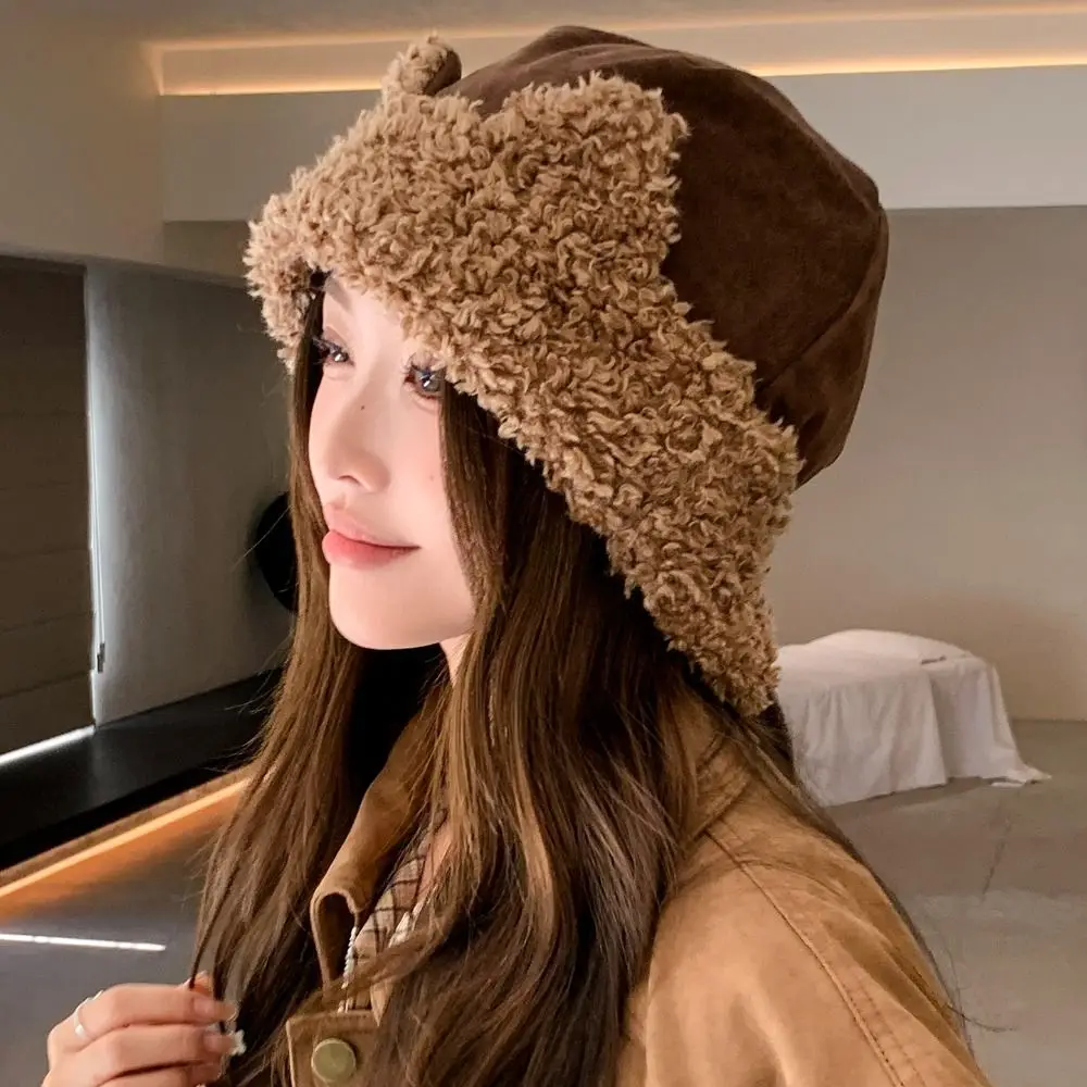 

Versatile Warm Thick Women Beanies Hat Coldproof Windproof Pullover Hat Thickened Ear Protection Cap Winter Outdoor