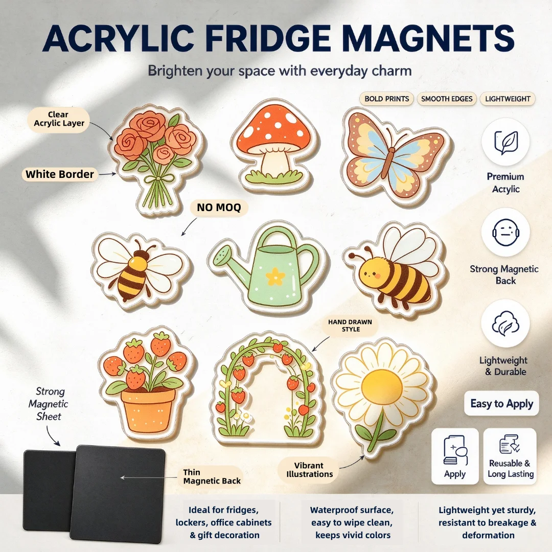 Wholesale Customized Personalized Creative Acrylic Refrigerator DIY Photo Refrigerator Custom Acrylic Fridge Magnets UV Printed