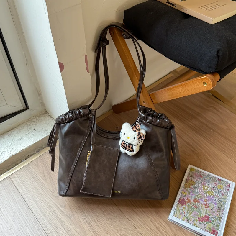 

Fashion Women Versatile Tote Bag Large Capacity Texture Simple Shoulder Bags Retro Style Korean Trendy Commuter Composite Bag