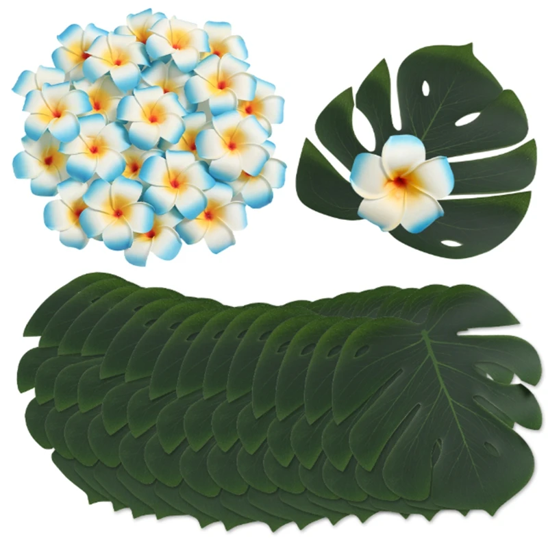 10 Stück künstliche Blumen, Palmblätter, künstliche Plumeria-Blumen für hawaiianische tropische Partys, Heimdekoration, Hochzeitsdekoration – Detail 10