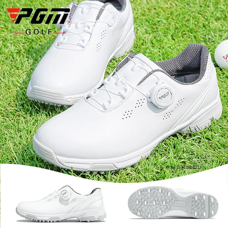

PGM Women's Golf Shoes Waterproof Casual Sport Lady Sneakers Quick Lacing Microfiber Leather Training Shoes Anti-Slip Footwear