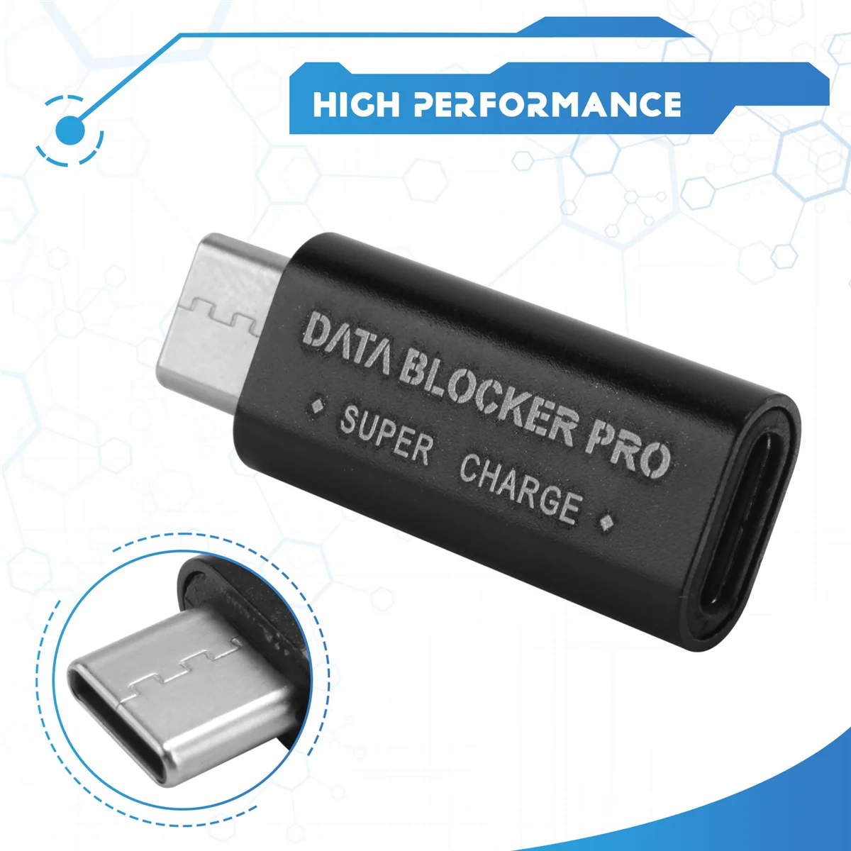 IN  Stock~2PCS USB Type-C Data Blocker USB-C Juice Jack Adapter Support Quick Charge(50V/5A) Stop Data Theft (Black)