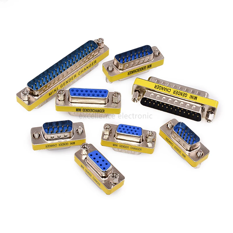 1PCS DB Series D-SUB DB9 DB15 DB25 9/15/25 Pin Male/Female to Male/Female RS232 Port VGA Connector M-F M-M F-F Changer Adapter