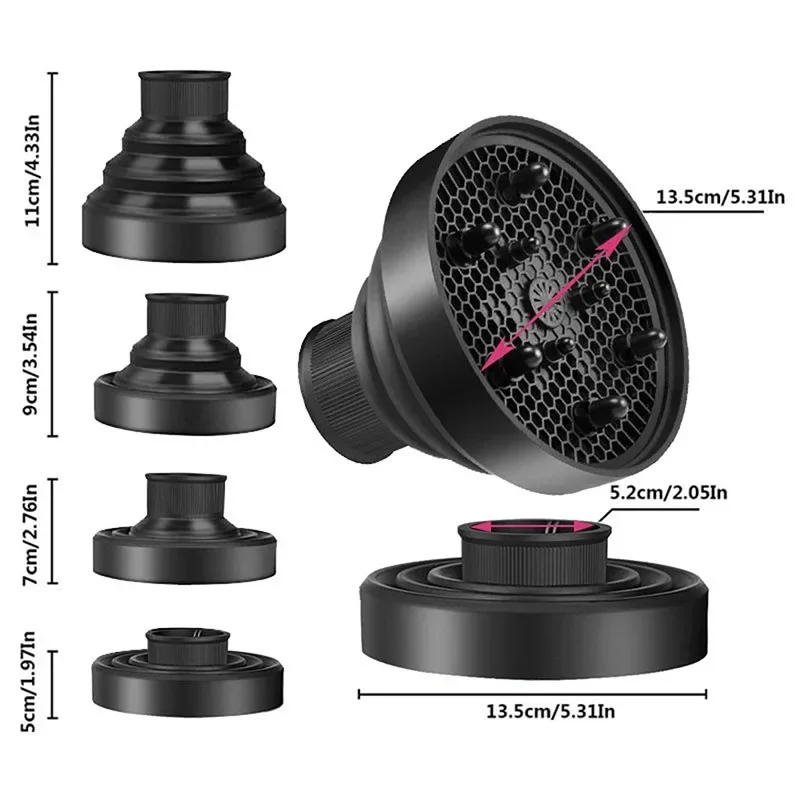 1Pc Silikonowa osłona dyfuzora suszarki do włosów Składana, odporna na temperaturę suszarka do włosów Dmuchawa do włosów Akcesoria do stylizacji