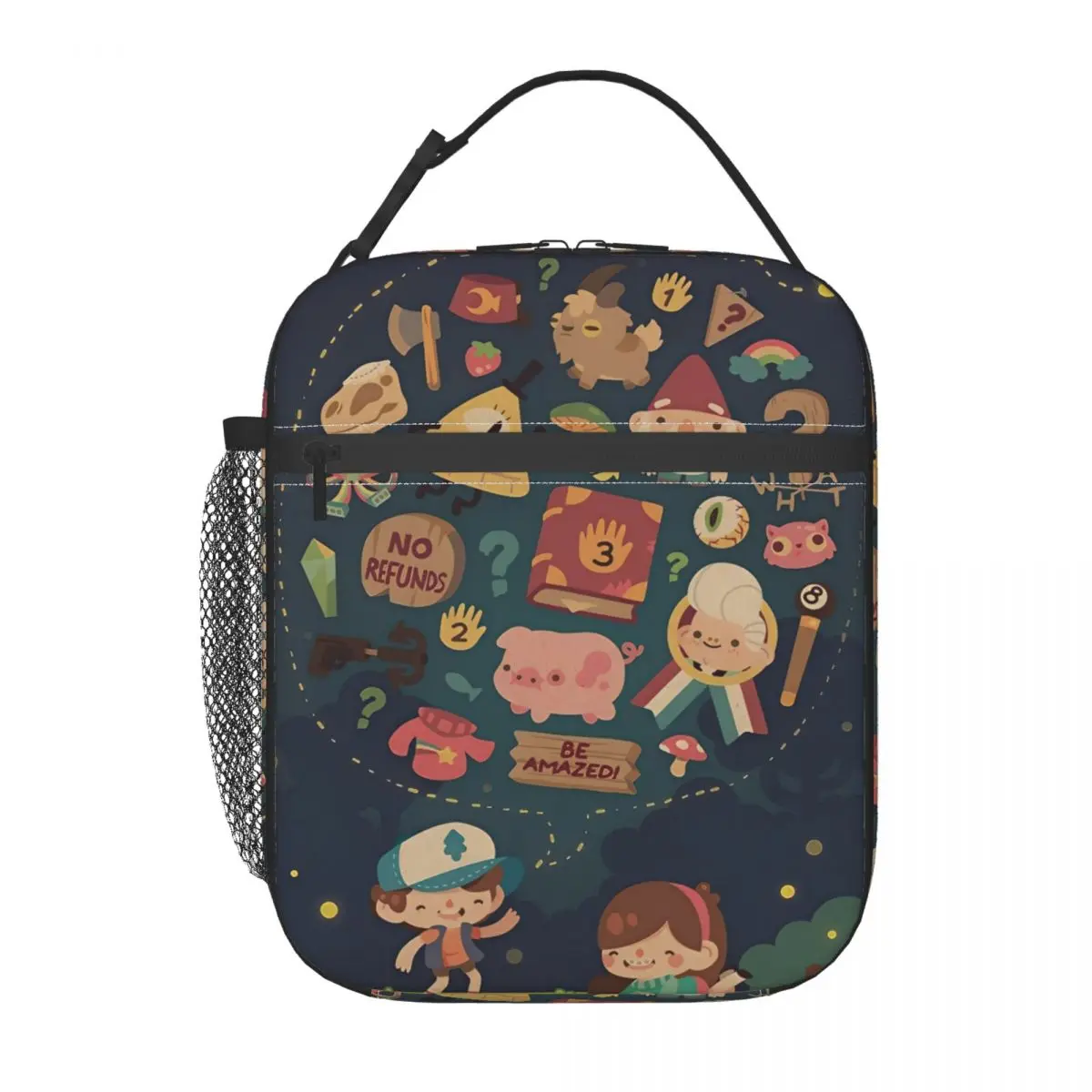 

Сумка для обеда Gravity Falls, ланч-бокс для пикника на открытом воздухе для детей, термосумки для обеда с забавным принтом, портативная изотермическая сумка-холодильник из оксфорда